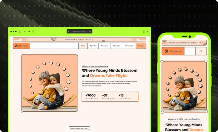 Educational Platform responsive design for desktop and mobile