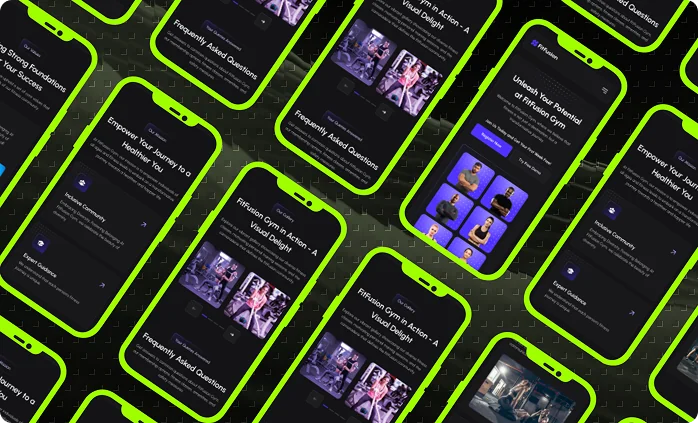 Mobile App interface showing multiple UI screens